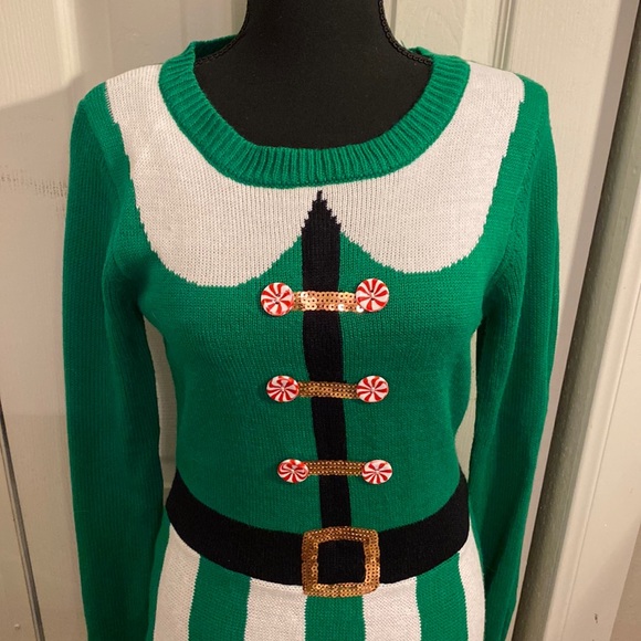 Christmas dress size small green/white with a hat - Picture 2 of 12